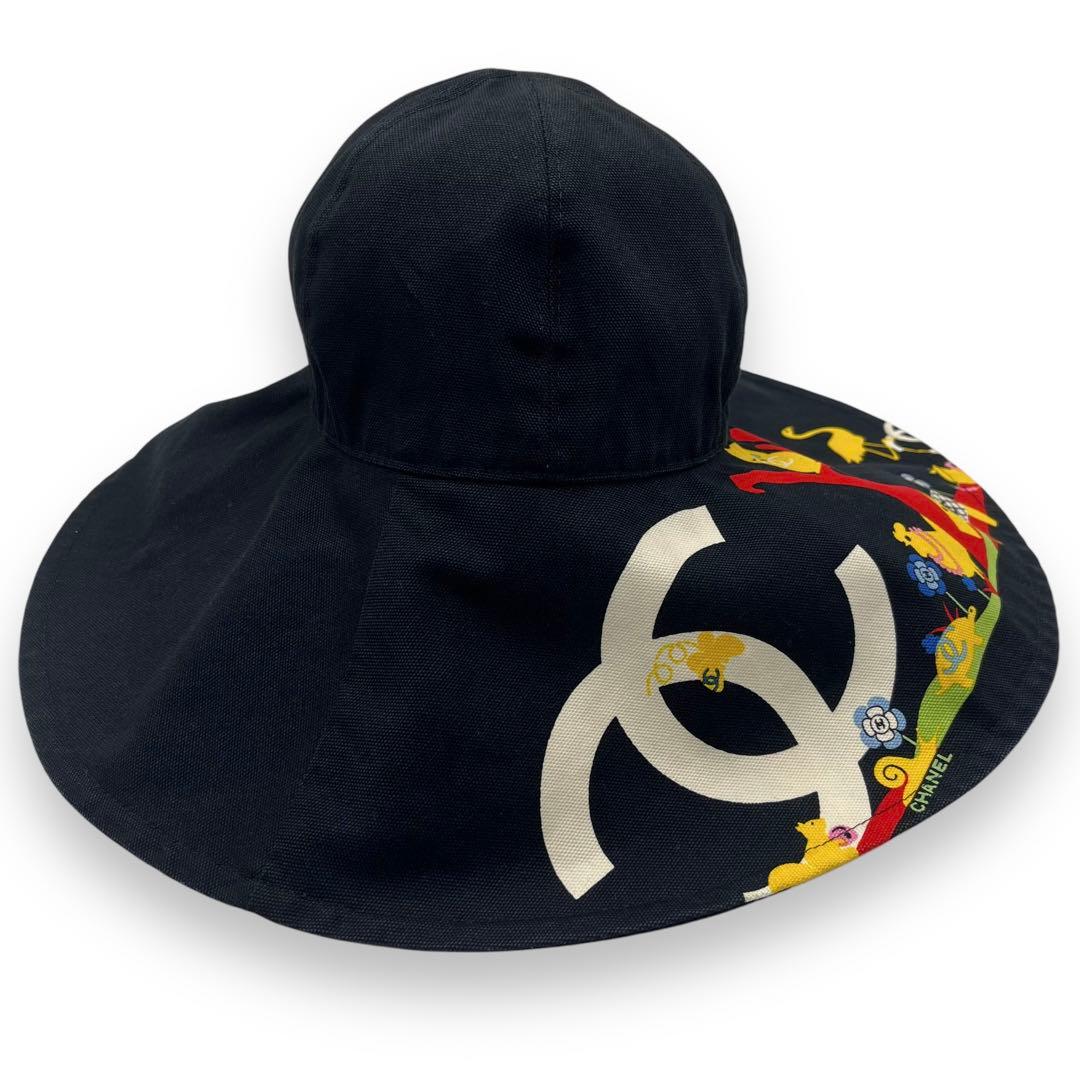 極美品■希少　シャネル　ハット　ココマーク　女優帽子　ブラック　57 アニマル