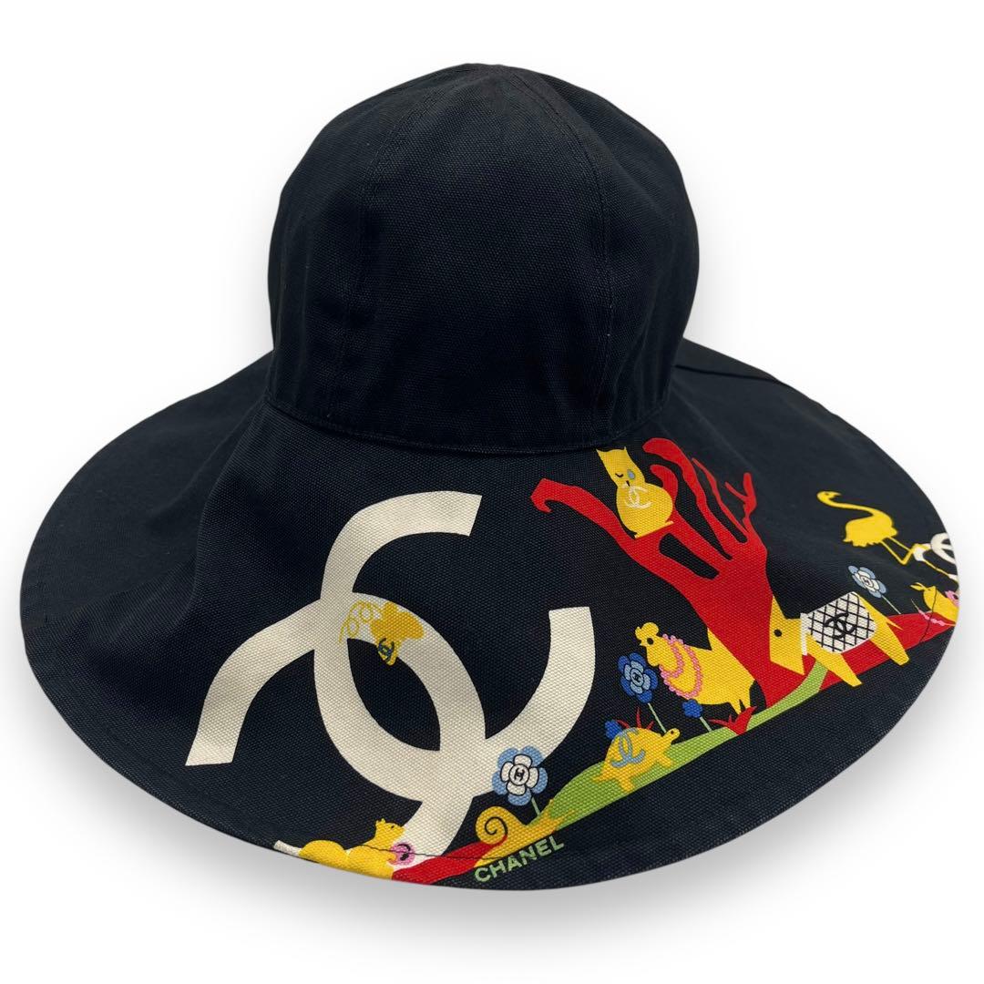 極美品■希少　シャネル　ハット　ココマーク　女優帽子　ブラック　57 アニマル