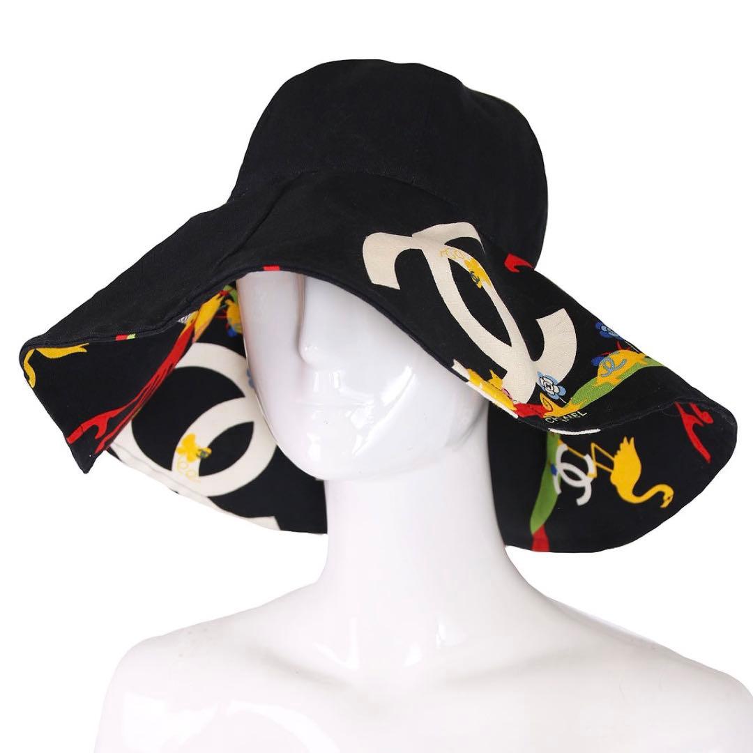 極美品■希少　シャネル　ハット　ココマーク　女優帽子　ブラック　57 アニマル