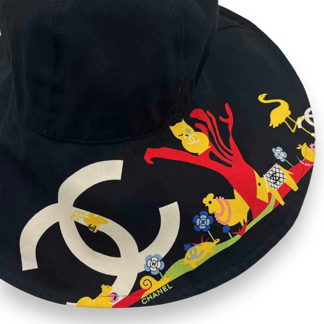 極美品■希少　シャネル　ハット　ココマーク　女優帽子　ブラック　57 アニマル