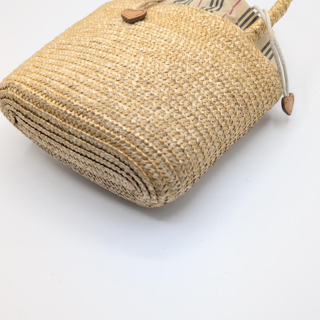 良品✨　バーバリー ハンドバッグ かごバッグ ノヴァチェック ストロー ベージュ