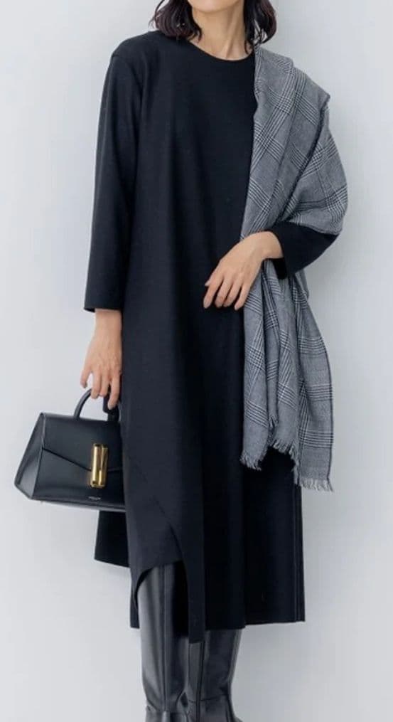 23区　高橋リタさんコラボ　ファインウールジャージー　イレヘムワンピース　黒