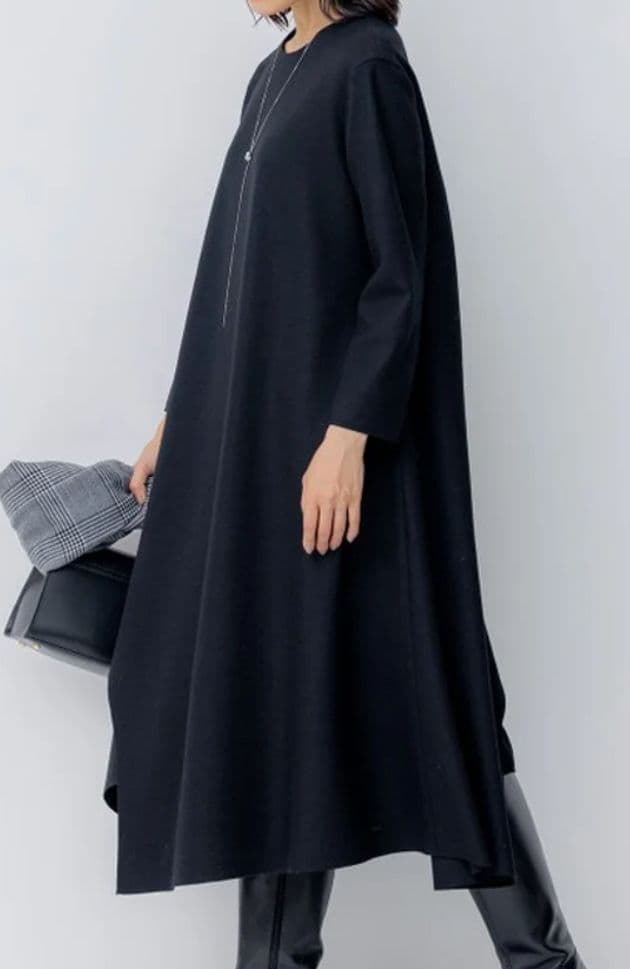 23区　高橋リタさんコラボ　ファインウールジャージー　イレヘムワンピース　黒