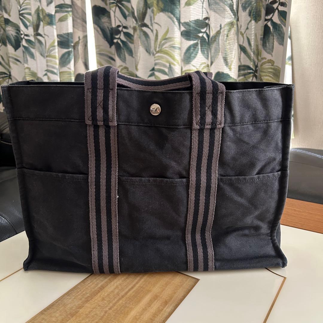 エルメス フールトゥ MMサイズ ブラックキャンバストートバッグ