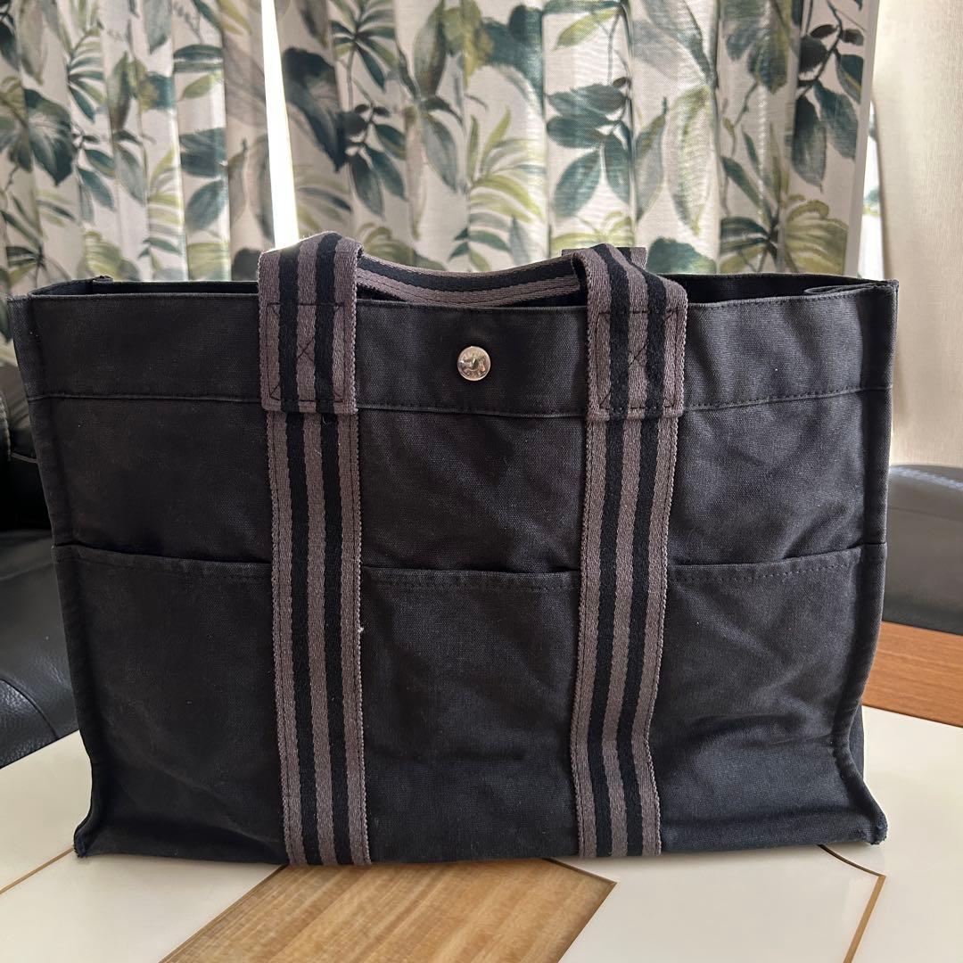 エルメス フールトゥ MMサイズ ブラックキャンバストートバッグ