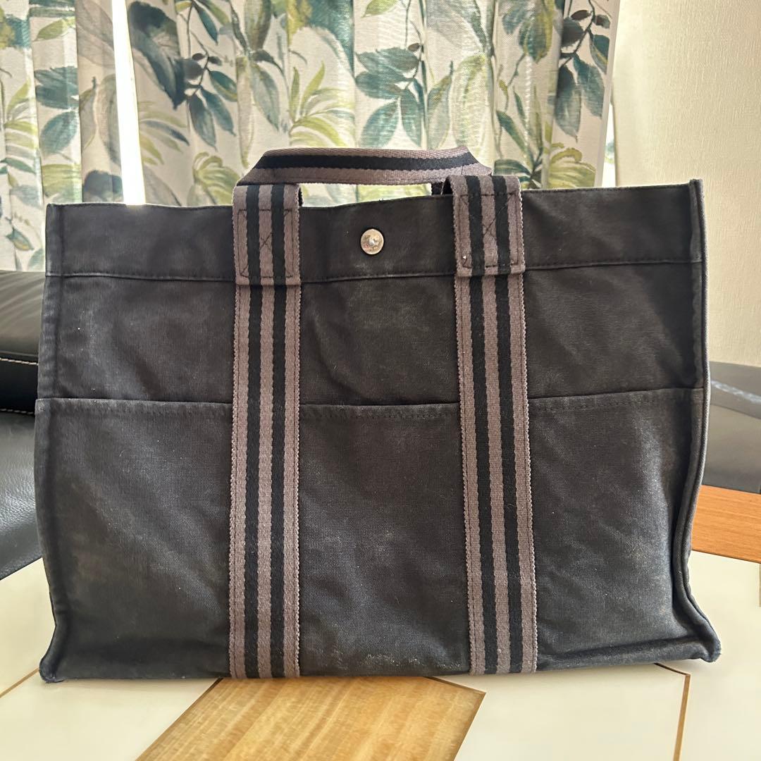 エルメス フールトゥ MMサイズ ブラックキャンバストートバッグ