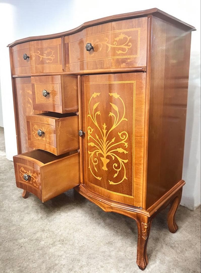 イタリア 家具タロッコ社象嵌デザイン 猫足 ヴェローナ キャビネット