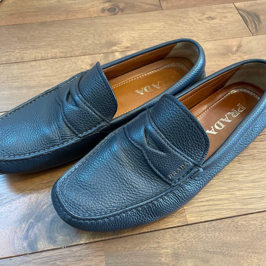 プラダ PRADA ローファー スリッポン ドライビングシューズ　ネイビー