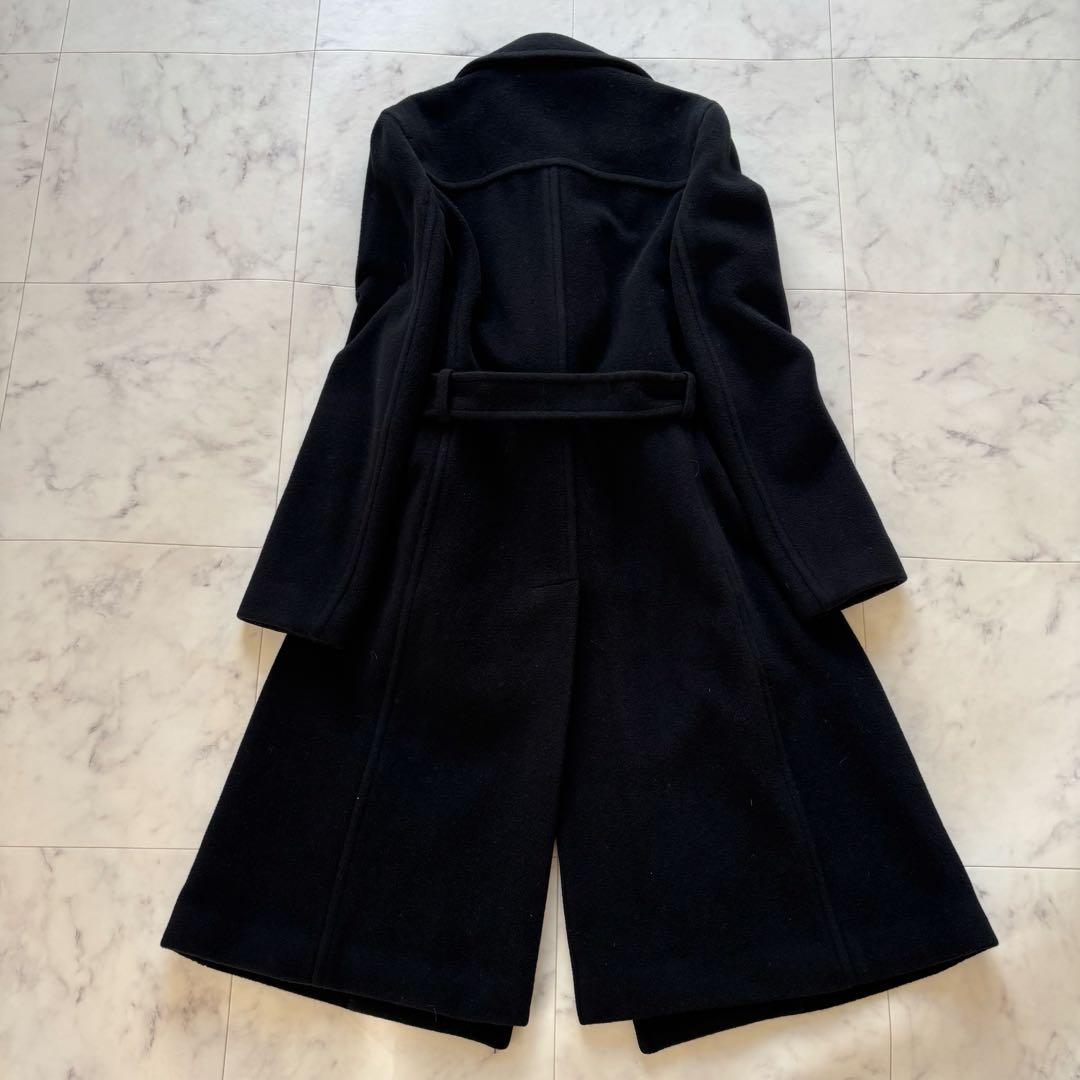 【極美品】theory カシミア×アンゴラ混 ベルト付ロングコート　ブラック　黒