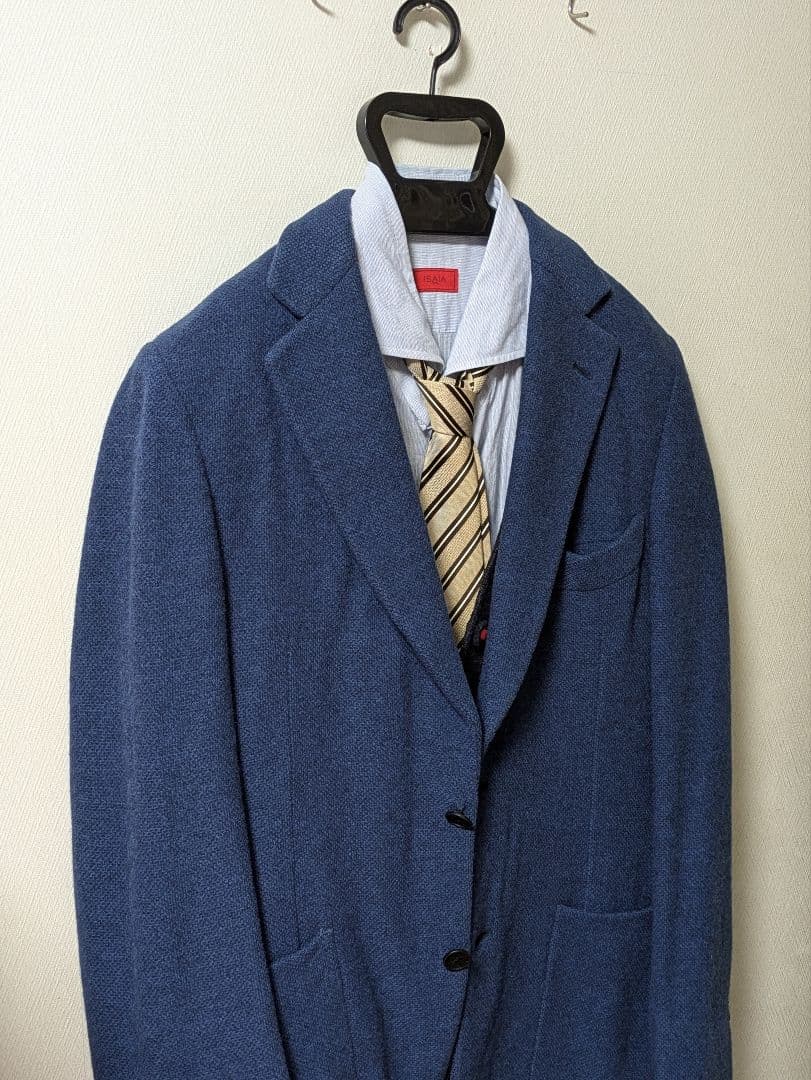ベルベスト メンズテーラードジャケット ネイビー 46 ロゴ刻印ボタン