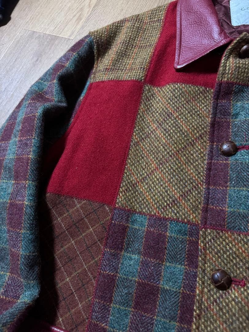 雰囲気抜群 KARL HELMUT 襟革 ツイード パッチワーク カバーオール