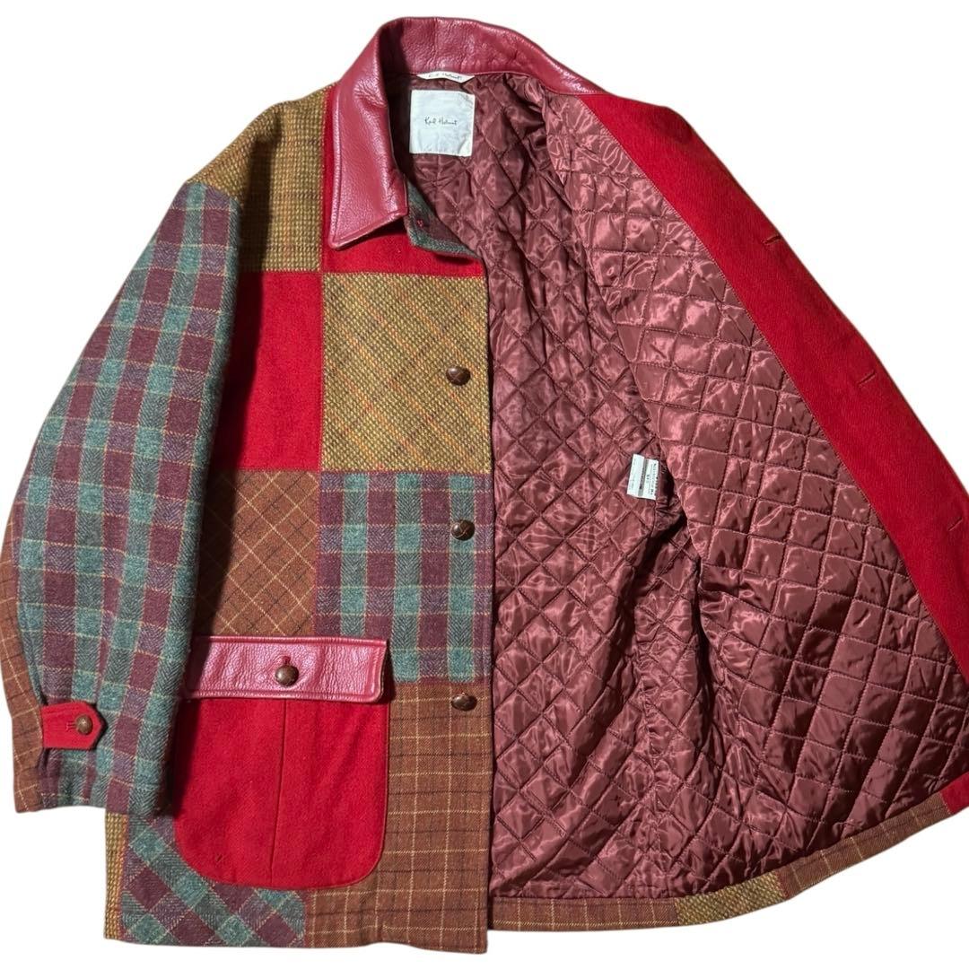 雰囲気抜群 KARL HELMUT 襟革 ツイード パッチワーク カバーオール