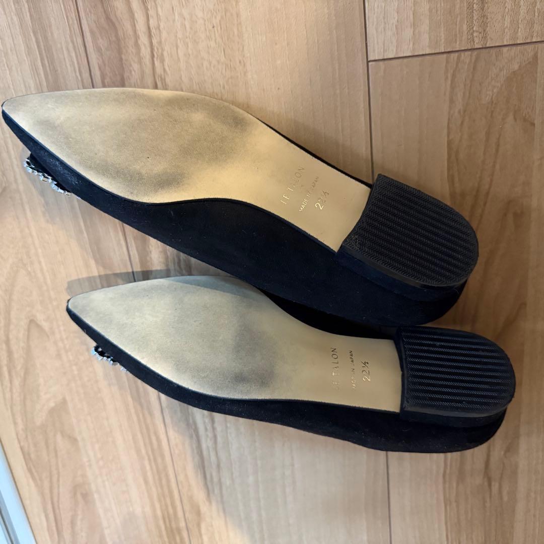 LE TALON Vカットビジューフラットパンプス　22.5