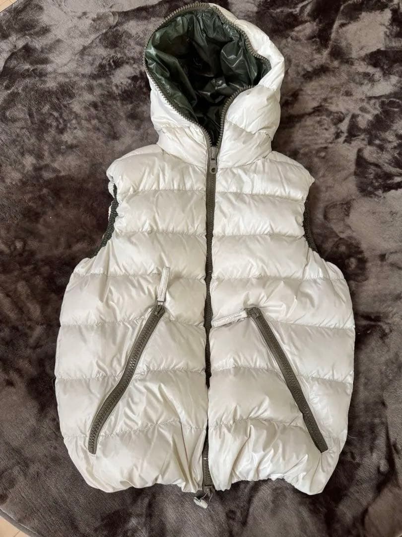 DUVETICA ダウンベスト フルジップ バイカラー 光沢 白　48 L