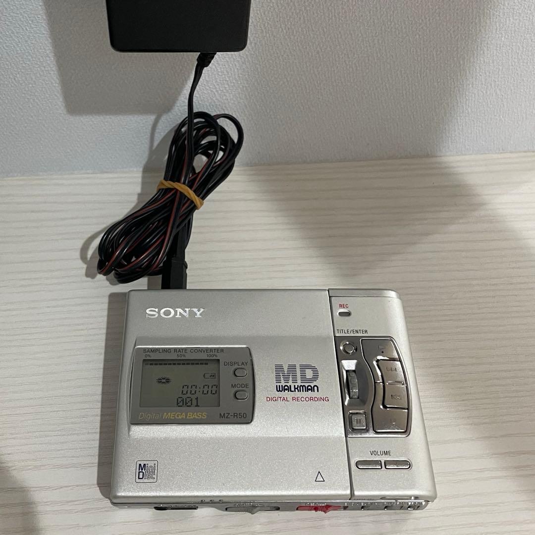 SONY ポータブルMDプレーヤー MZ-R50、録音用マイク、AVケーブル