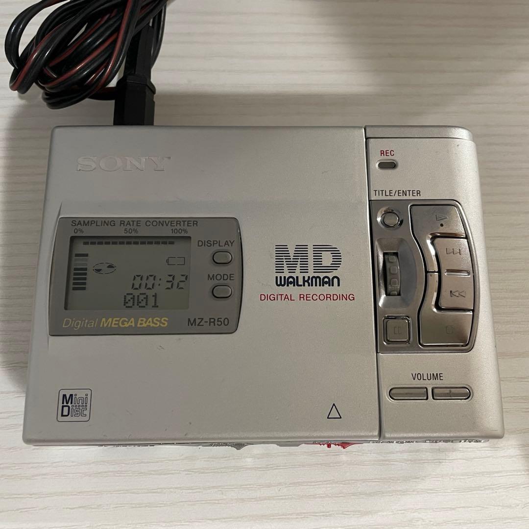 SONY ポータブルMDプレーヤー MZ-R50、録音用マイク、AVケーブル