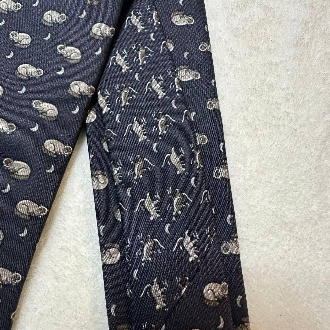 【美品】HERMES（エルメス）ネクタイ シルク100% ネコ＆ネズミ
