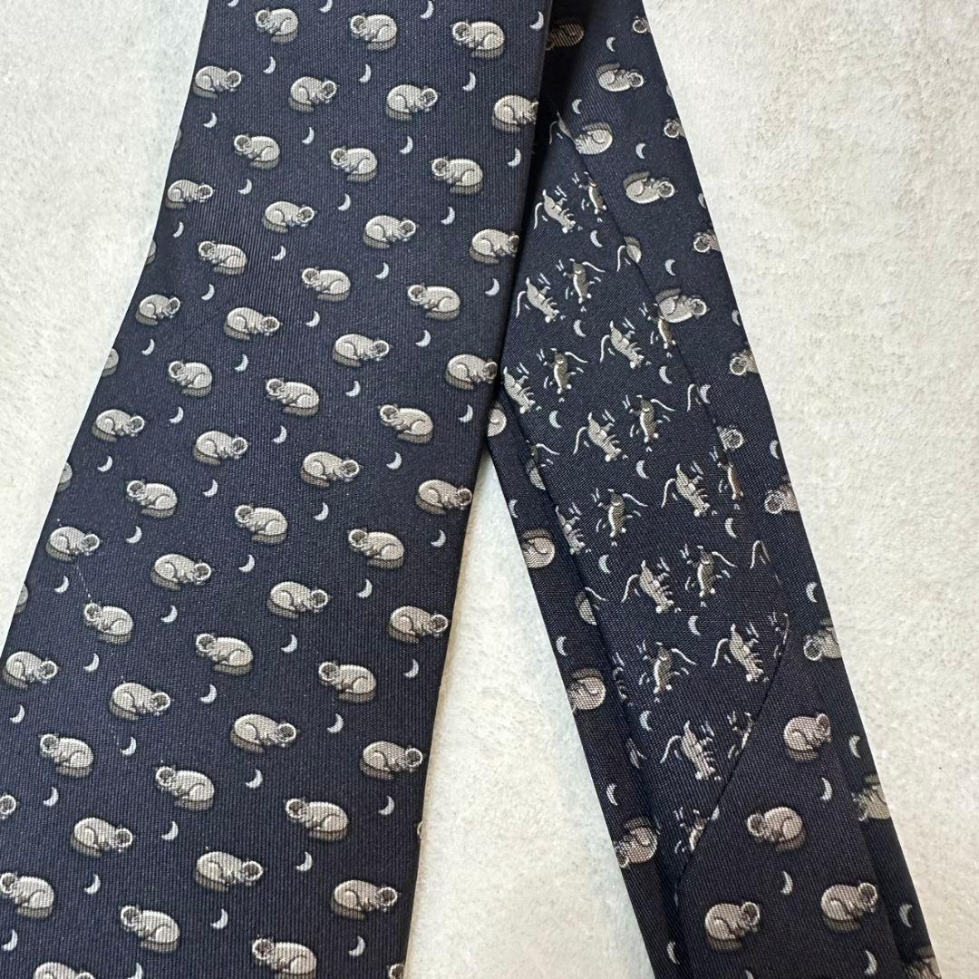 【美品】HERMES（エルメス）ネクタイ シルク100% ネコ＆ネズミ