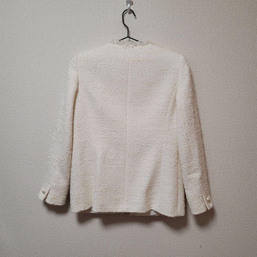 【美品】ANAYI ツイード パールボタン ジャケット ホワイト 36