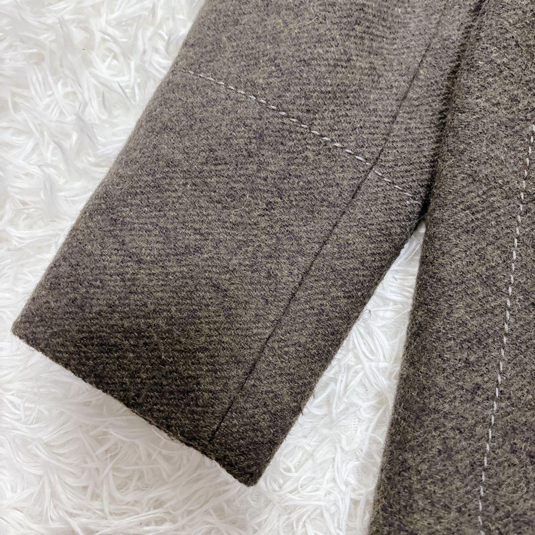 【美品】ビーディングハート　ウールコート　オリーブ