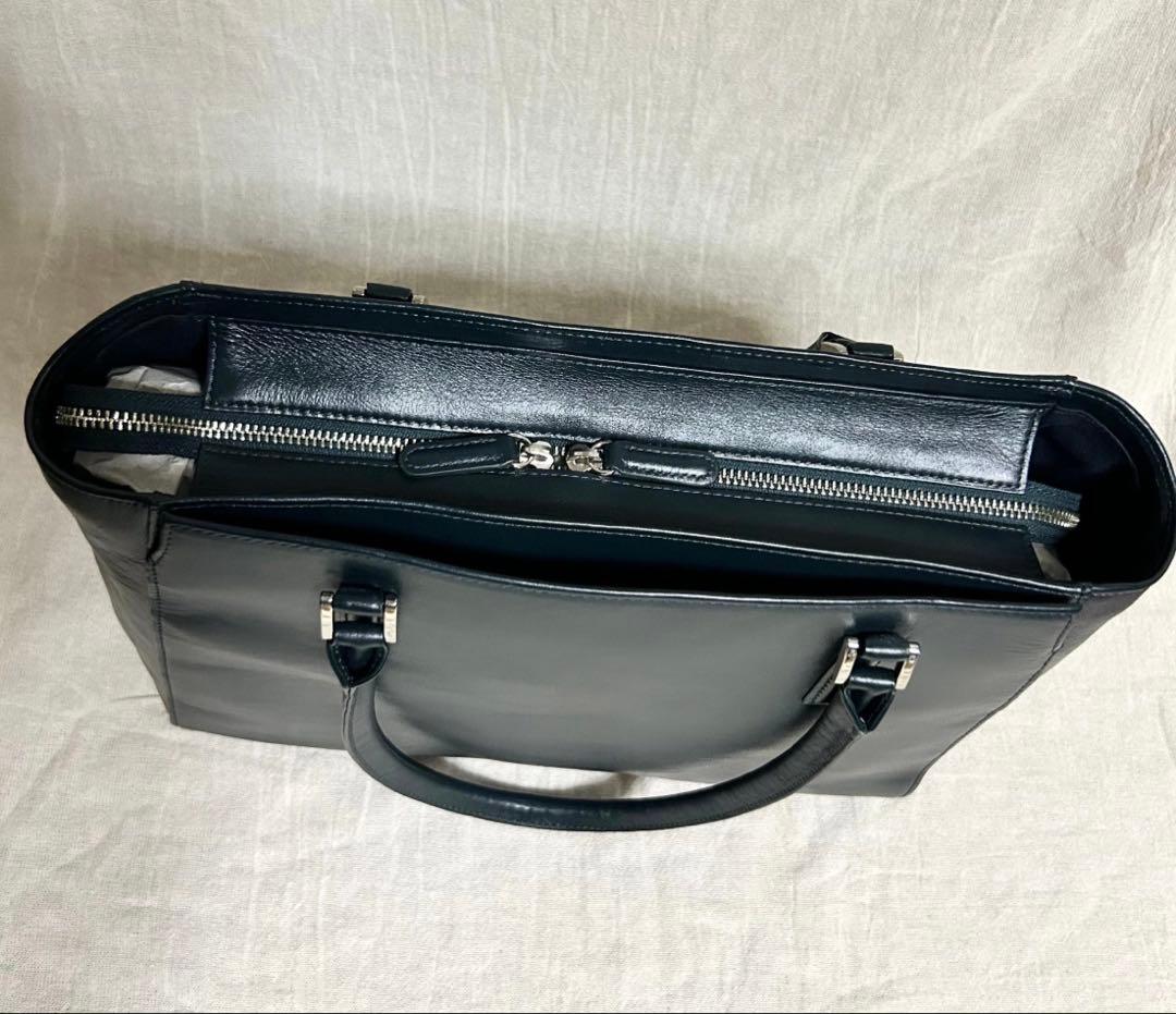 【新品】ビジネスレザーファクトリー トートバッグ ブラックグリーン 通勤