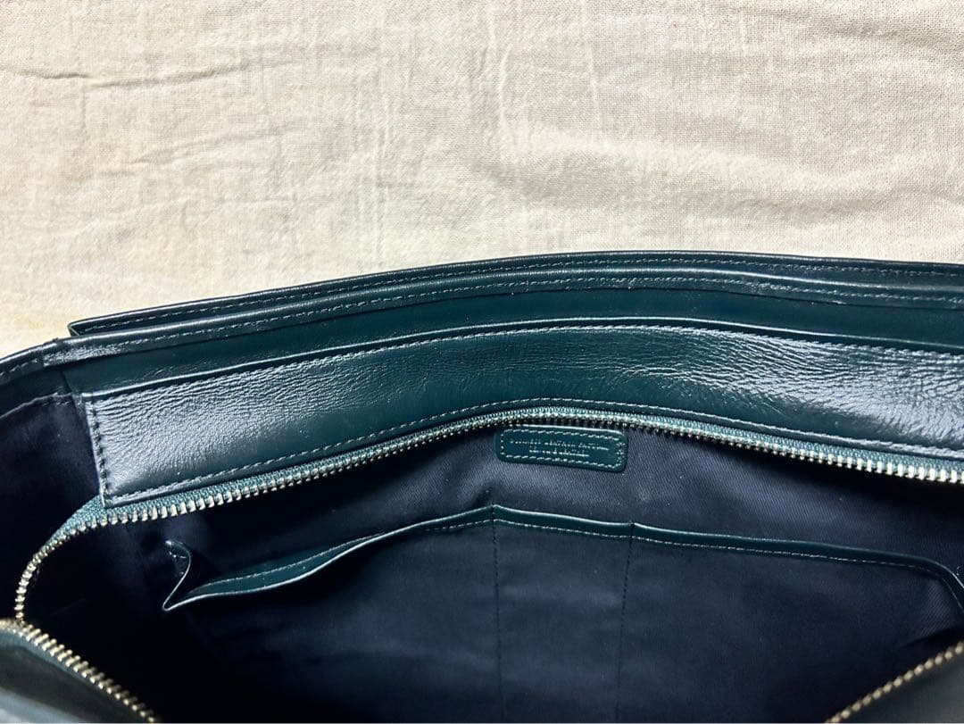 【新品】ビジネスレザーファクトリー トートバッグ ブラックグリーン 通勤