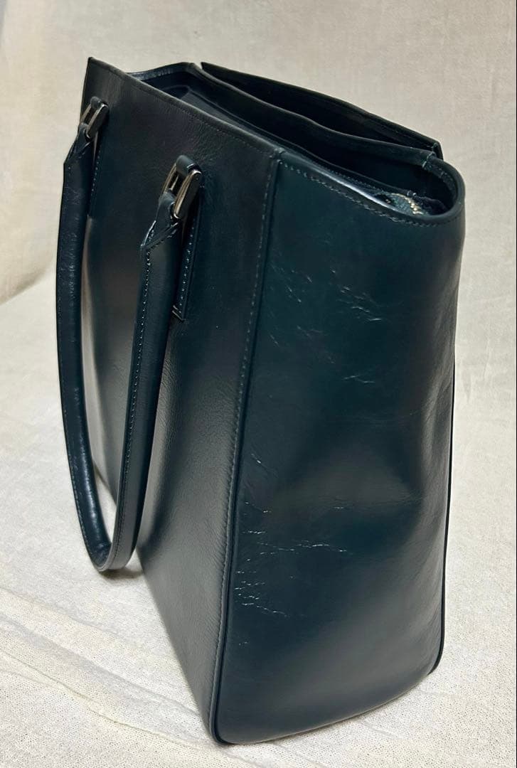 【新品】ビジネスレザーファクトリー トートバッグ ブラックグリーン 通勤