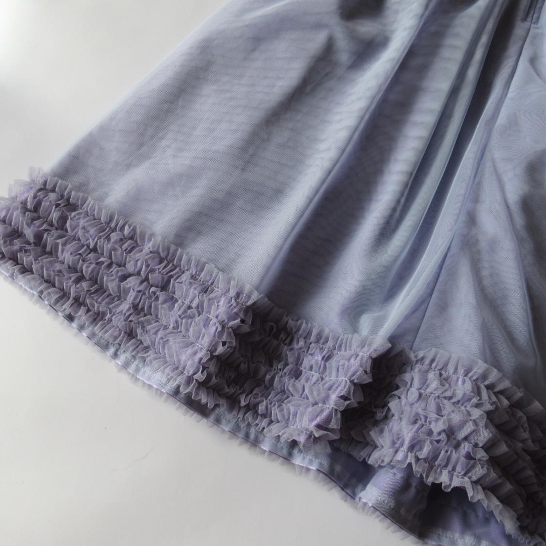 組曲新品ラベンダー ボーダーレースドレス ワンピース 150