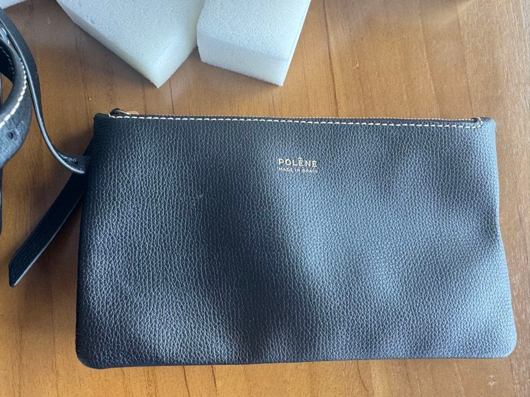 【美品】POLÈNE Cyme Mini ブラックレザートートバッグ