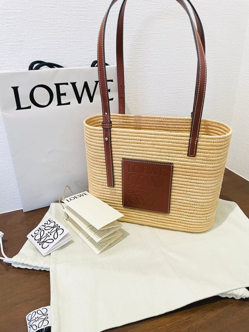 【美品】LOEWE かごバッグ スクエアバスケットバッグ