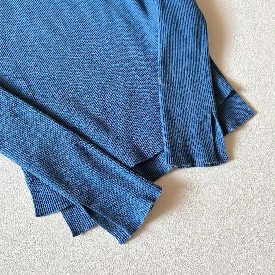 オーラリー　2022　ロンハーマン別注　リブボートネック プルオーバー　ブルー