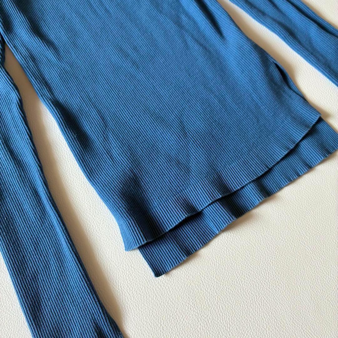 オーラリー　2022　ロンハーマン別注　リブボートネック プルオーバー　ブルー