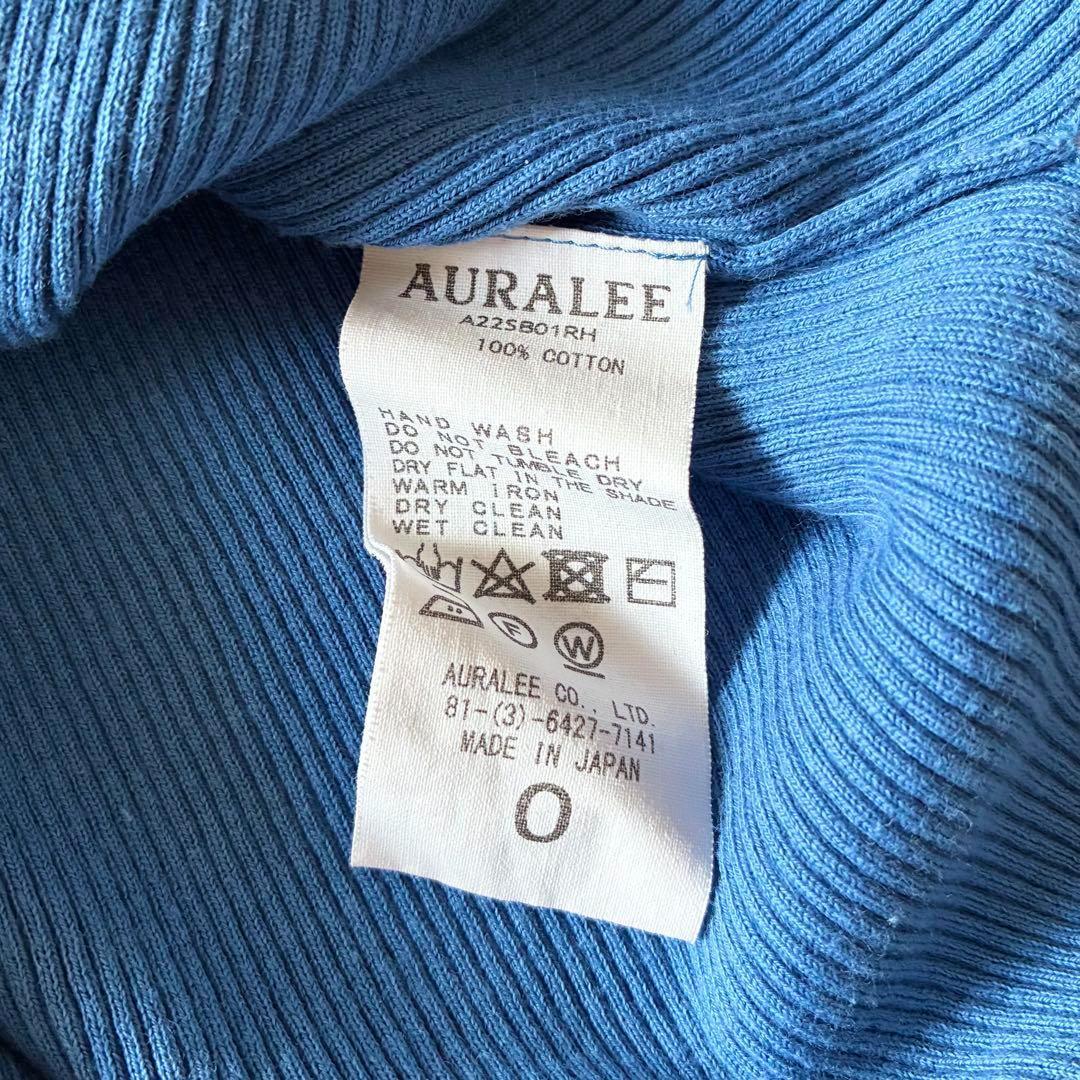 オーラリー　2022　ロンハーマン別注　リブボートネック プルオーバー　ブルー