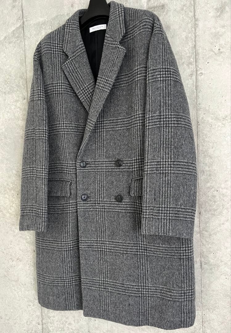 ユナイテッドアローズ　グレーチェック ダブルブレスト チェスターコート　L