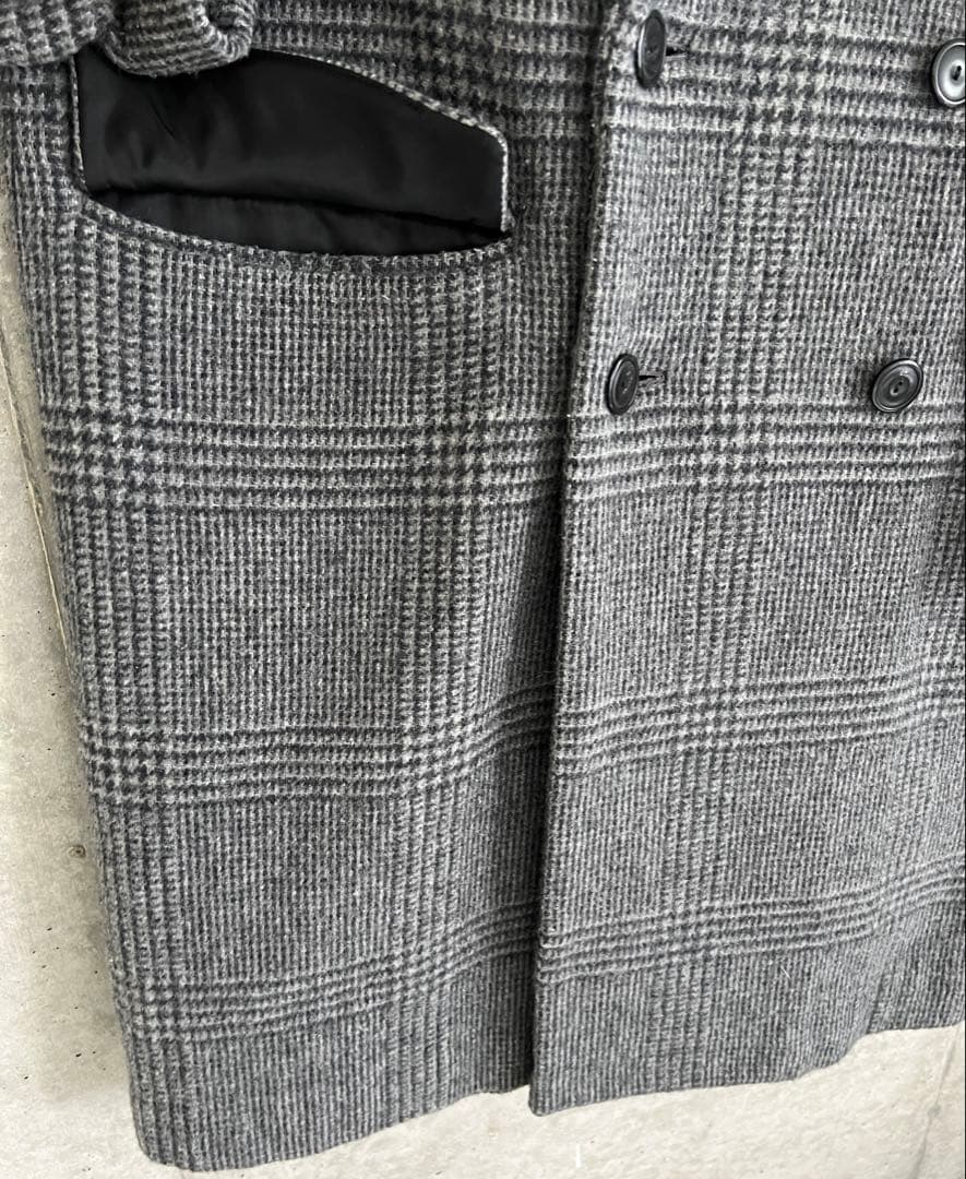 ユナイテッドアローズ　グレーチェック ダブルブレスト チェスターコート　L