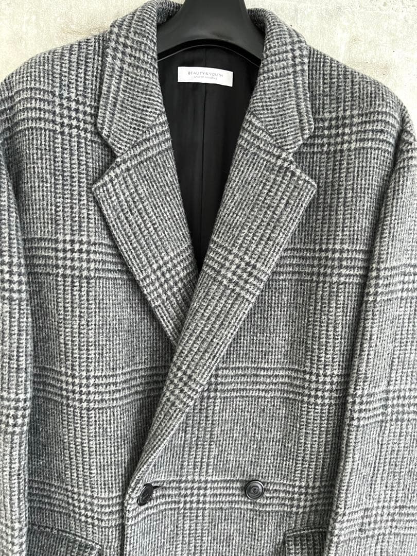 ユナイテッドアローズ　グレーチェック ダブルブレスト チェスターコート　L