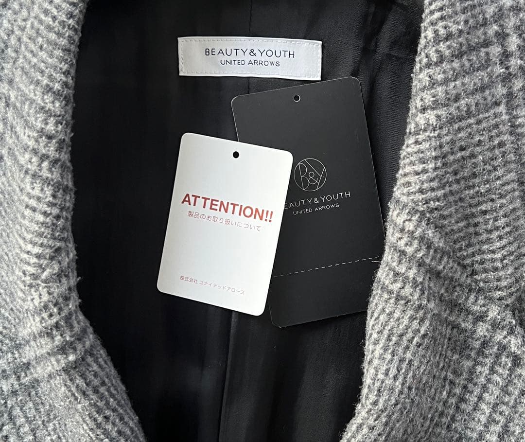 ユナイテッドアローズ　グレーチェック ダブルブレスト チェスターコート　L