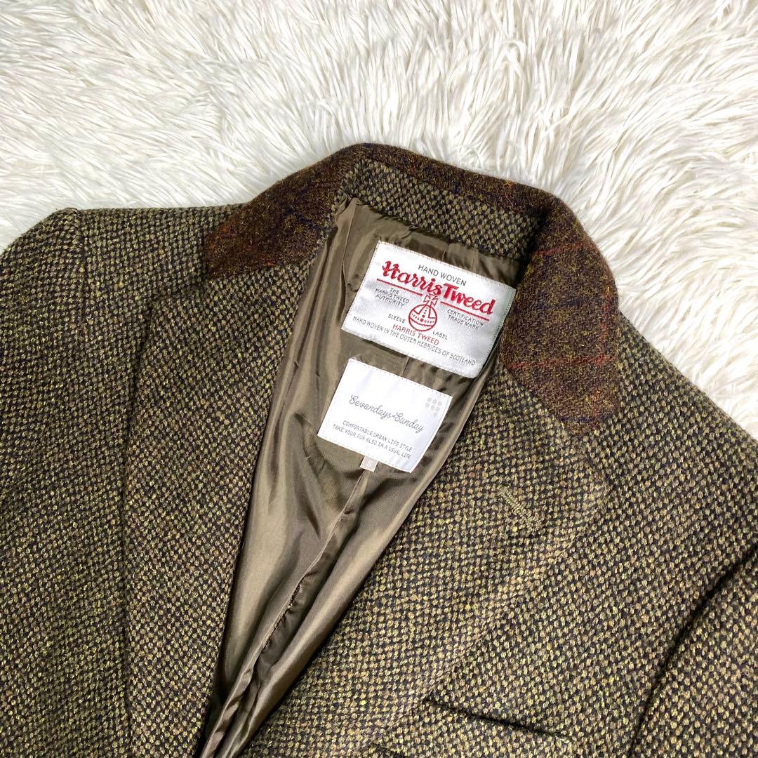 美品✨ハリスツイード テーラード 切り替え エルボーパッチ ツイード 別注
