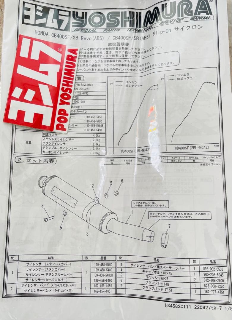 ヨシムラ チタンブルーマフラー CB400SF CB400SB NC42