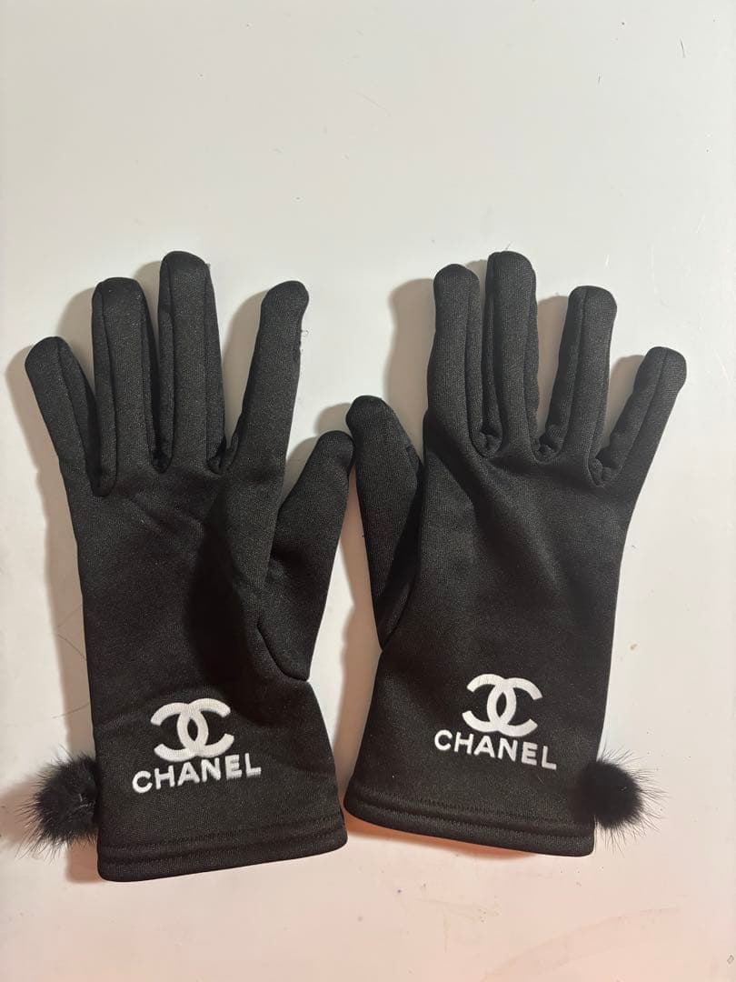 最終値下げ　CHANEL ブラック手袋 ファー付き