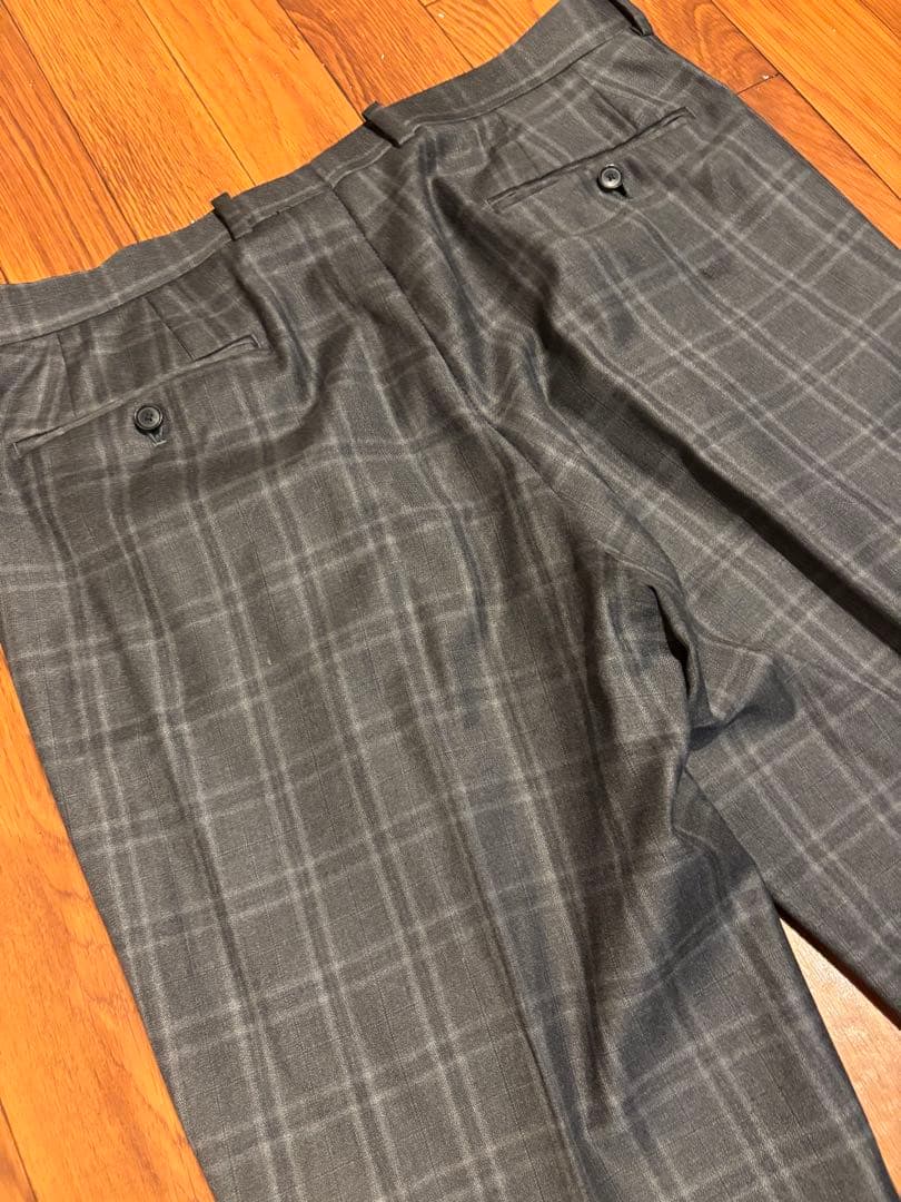 ビームスハート ロロピアーナ ウール100 チェック スーツ グレー 52