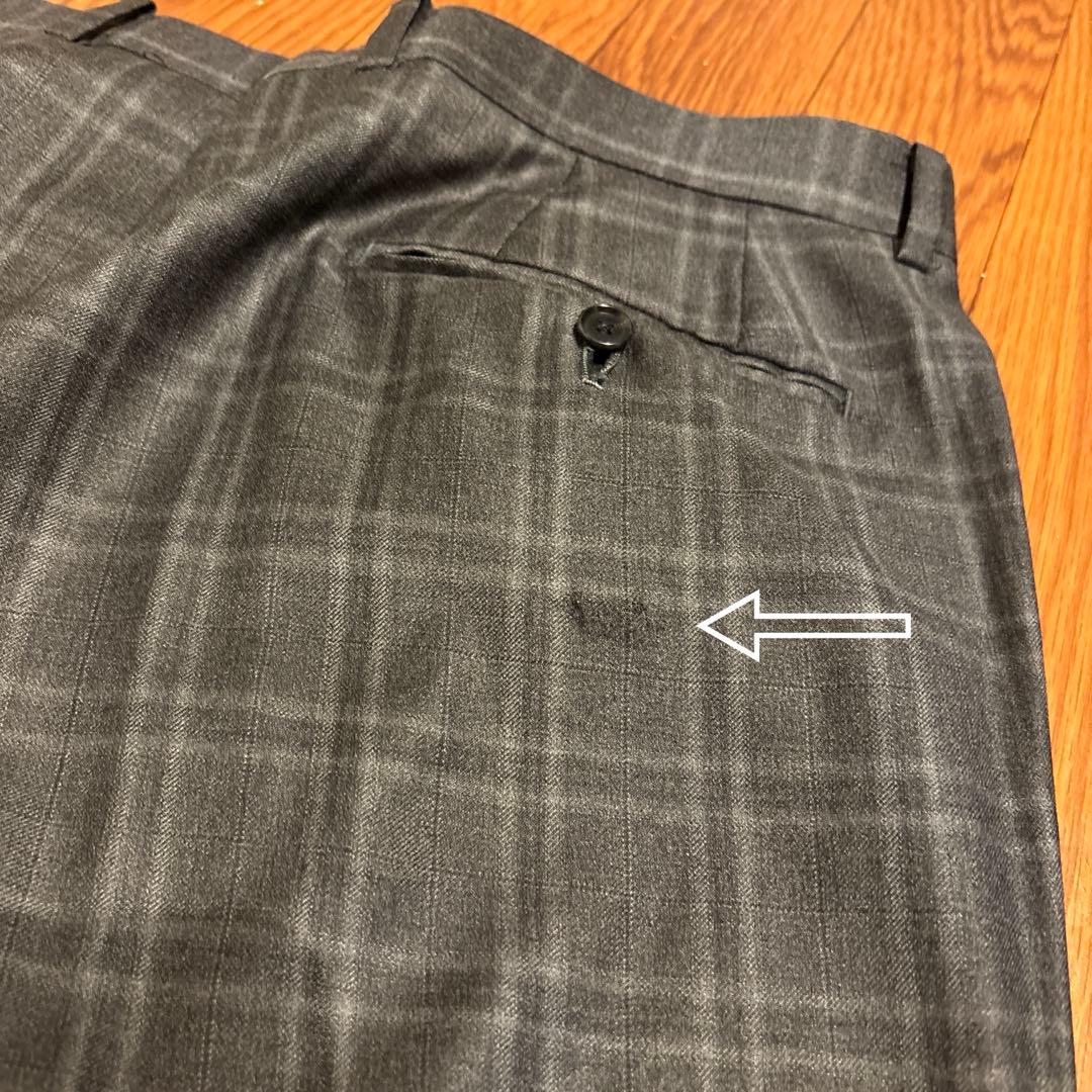 ビームスハート ロロピアーナ ウール100 チェック スーツ グレー 52