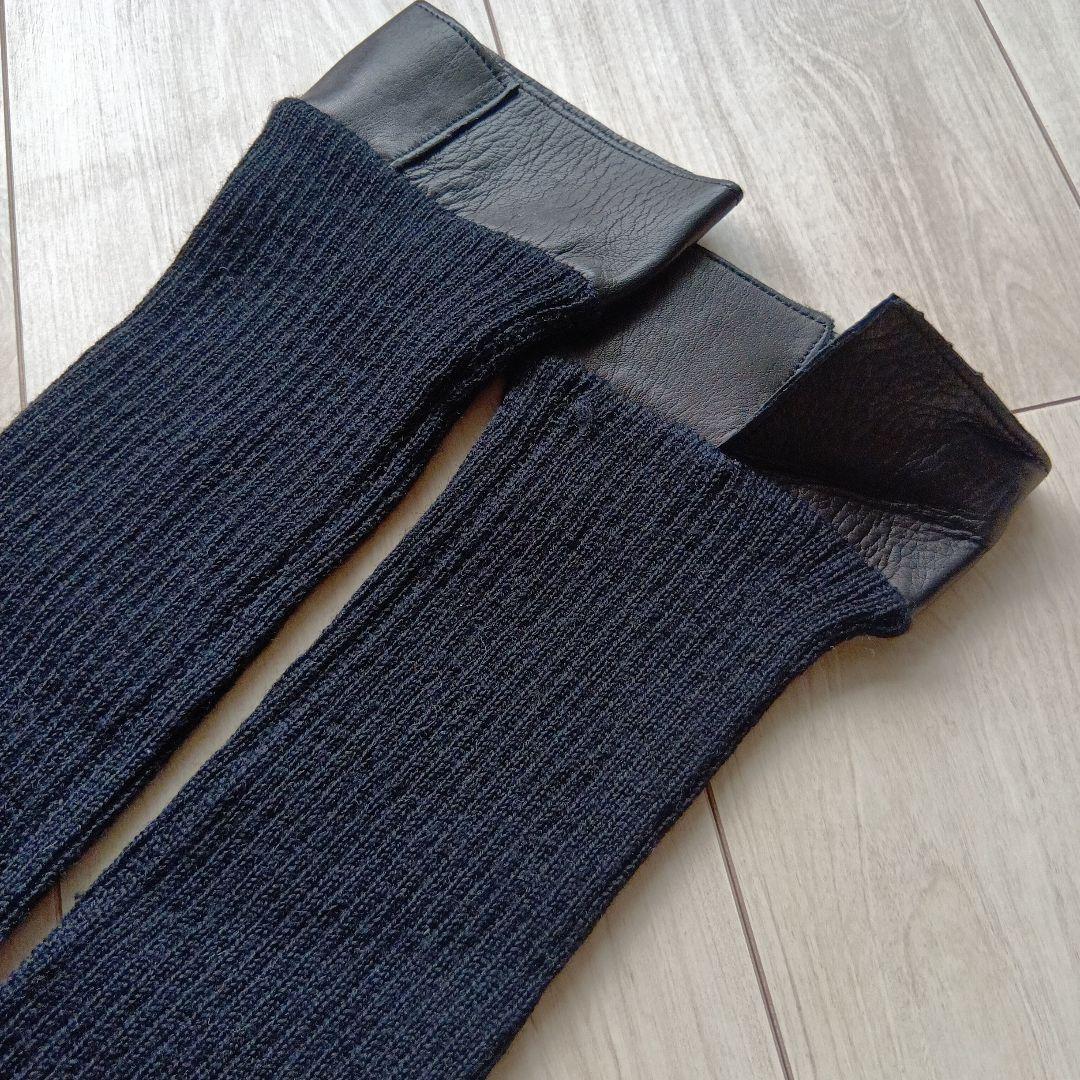 アントニオムローロ　イタリア製ニット×ナッパ革　ロング手袋　注意ほつれあり。