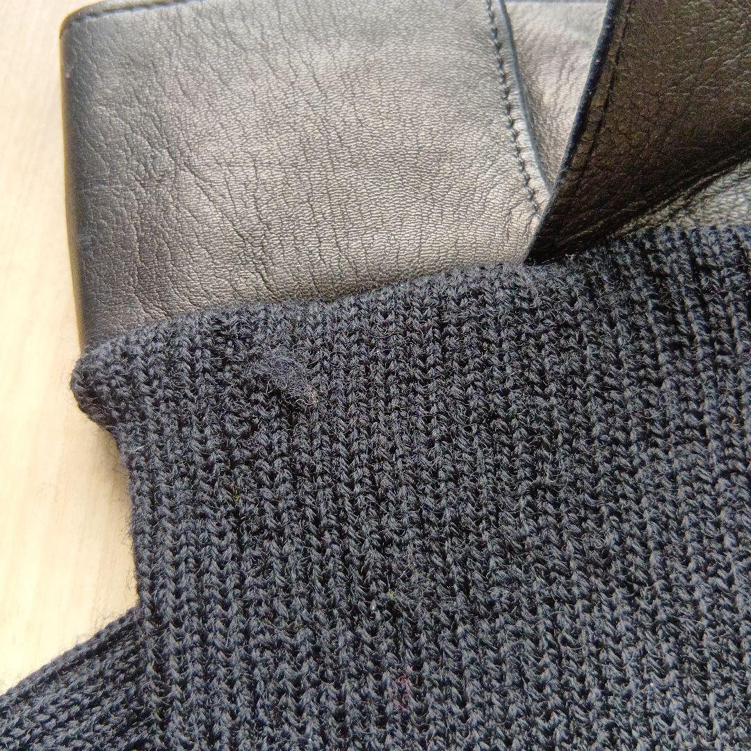 アントニオムローロ　イタリア製ニット×ナッパ革　ロング手袋　注意ほつれあり。