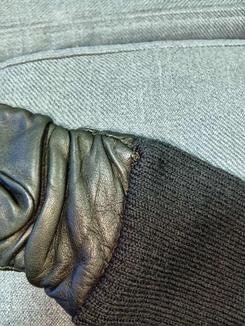 アントニオムローロ　イタリア製ニット×ナッパ革　ロング手袋　注意ほつれあり。