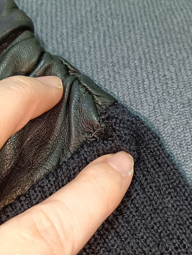 アントニオムローロ　イタリア製ニット×ナッパ革　ロング手袋　注意ほつれあり。