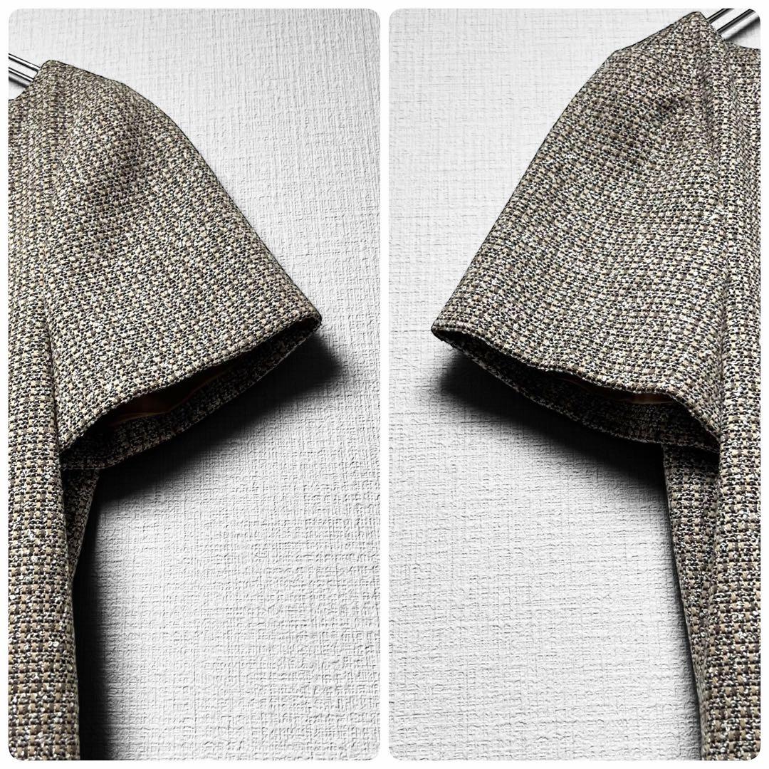 【美品】サルヴァトーレフェラガモ ツイード ドレスワンピース タック 半袖 42