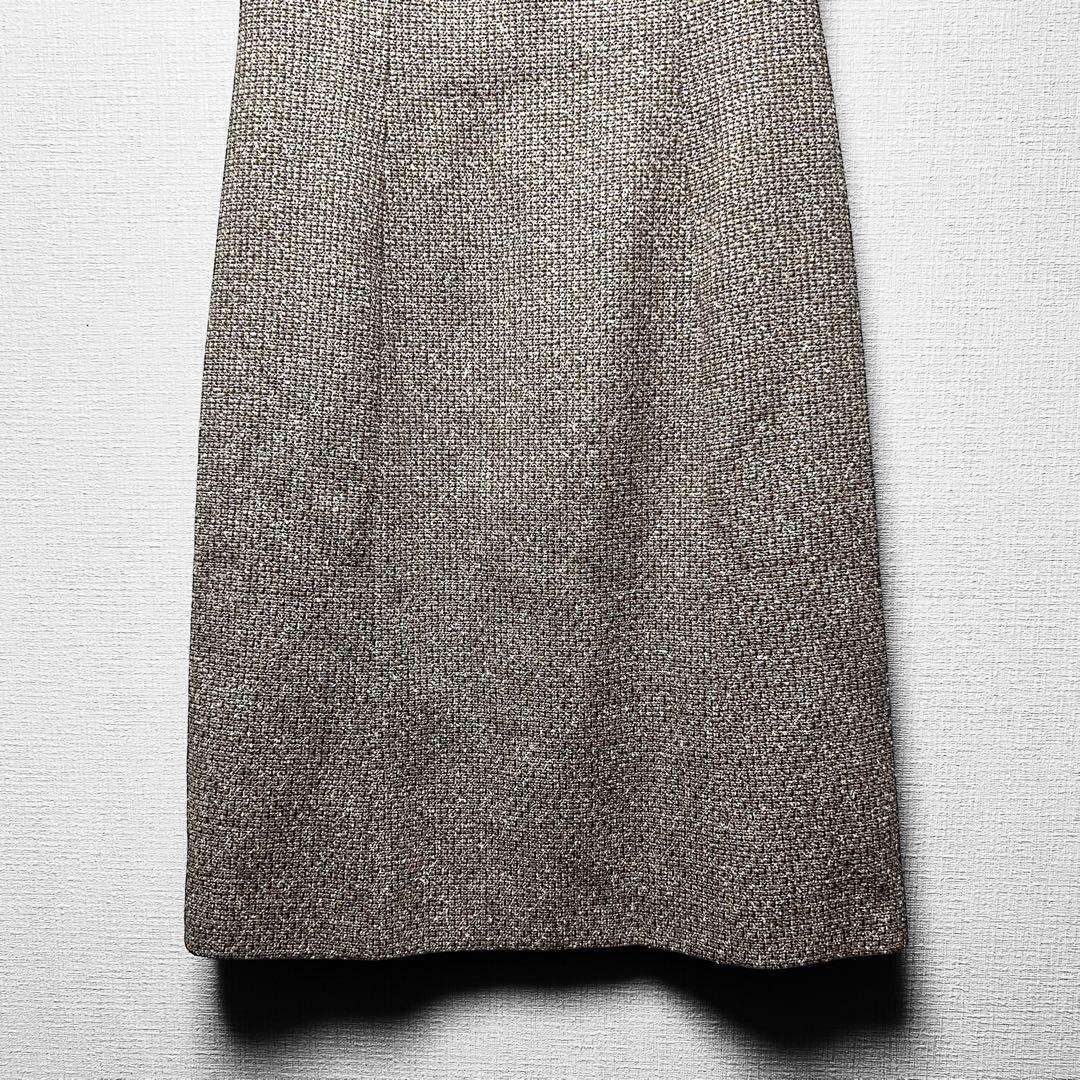 【美品】サルヴァトーレフェラガモ ツイード ドレスワンピース タック 半袖 42