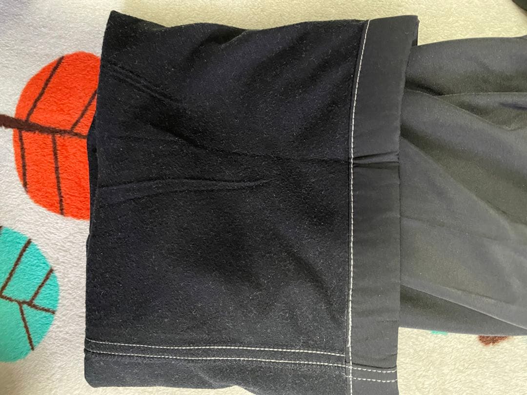 SINACOVAブラックストレートパンツ刺繍ロゴ付き　裏起毛