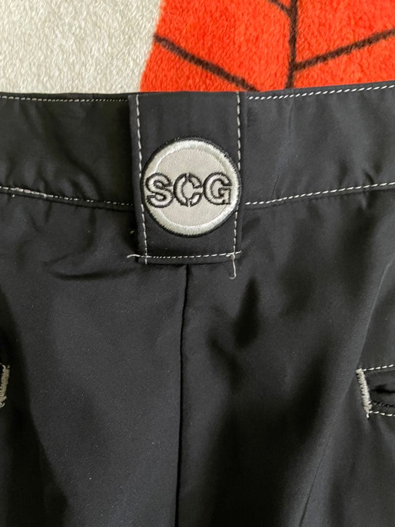 SINACOVAブラックストレートパンツ刺繍ロゴ付き　裏起毛